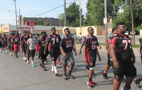 Glenville football team Marching in the 38th annual Glenville Community Parade