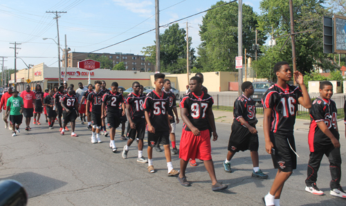 Glenville football team Marching in the 38th annual Glenville Community Parade