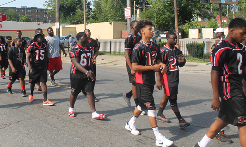 Glenville football team Marching in the 38th annual Glenville Community Parade