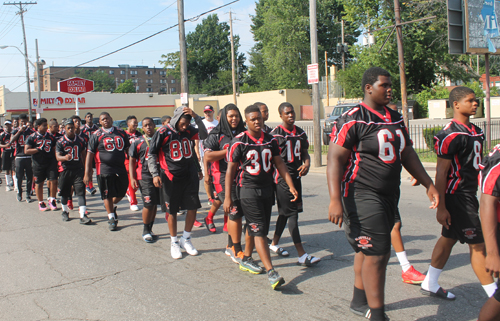 Glenville football team Marching in the 38th annual Glenville Community Parade