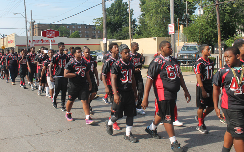 Glenville football team Marching in the 38th annual Glenville Community Parade