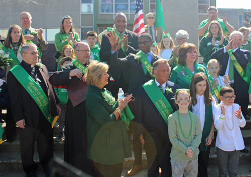 Mayor Justin Bibb on Bishop Cosgrove steps on St. Patrick's Day in Cleveland