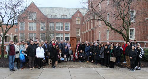 Armenian khatchkar blessing group photo