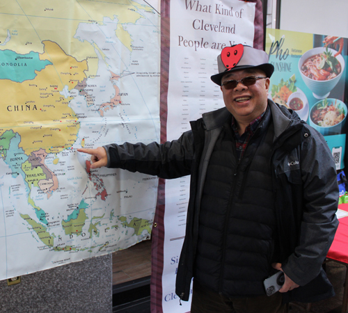 Pointing to the map of China