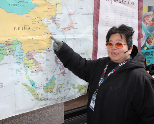 Pointing to the map of China