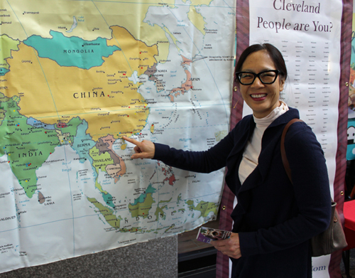 Pointing to the map of China