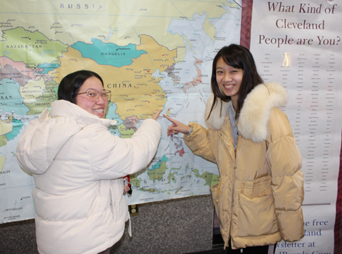 Pointing to the map of China