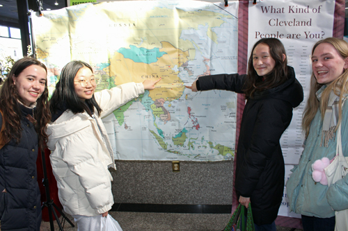 Pointing to the map of China