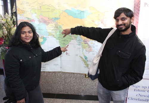 Pointing to the map of India