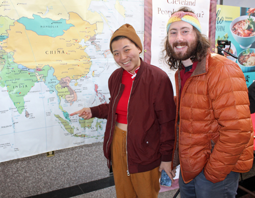 Pointing to the map of Kuala Lumpur in Malaysia