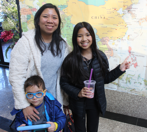 Pointing to the map of the Philippines