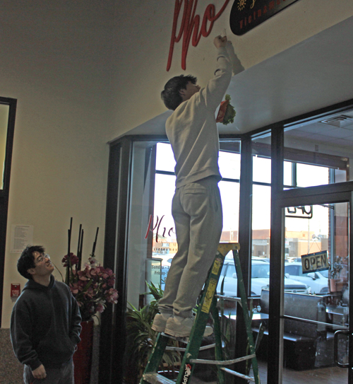 Hanging lettuce outside Pho Sunshine