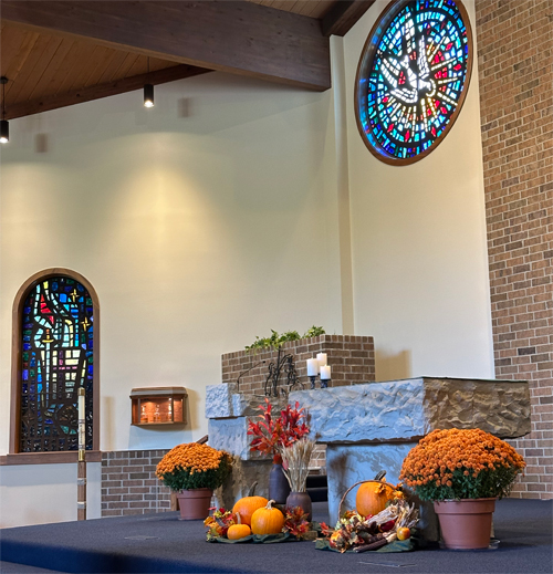 Pumpkins on the altar