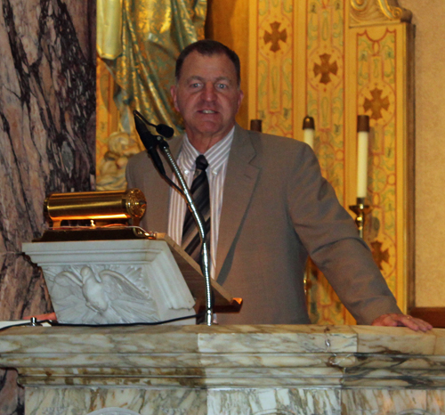 Lawrence Maginot speaking about Our Lady of Fatima at St. Casimir Church