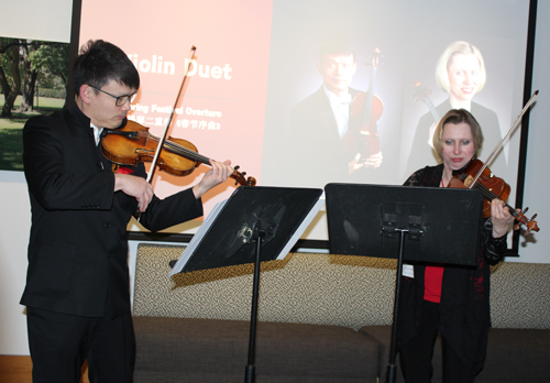 Zhan Shu and Katherine Bormann who are violinists with the Cleveland Orchestra