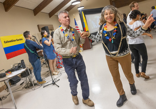 Dancing at Colombian event