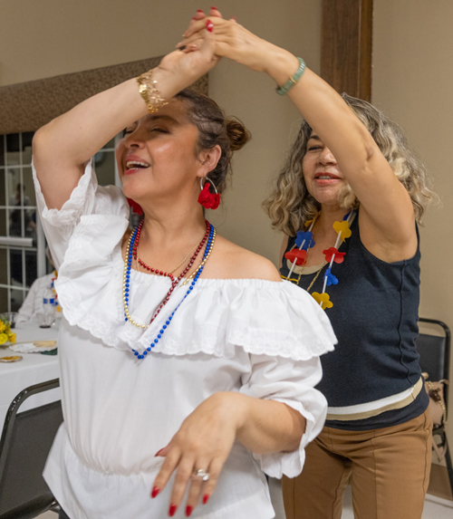 Dancing at Colombian event