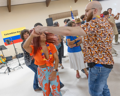 Dancing at Colombian event