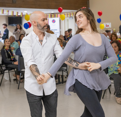 Dancing at Colombian event