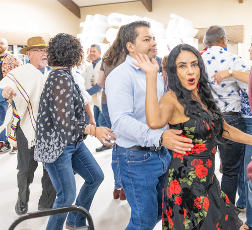 Dancing at Colombian event