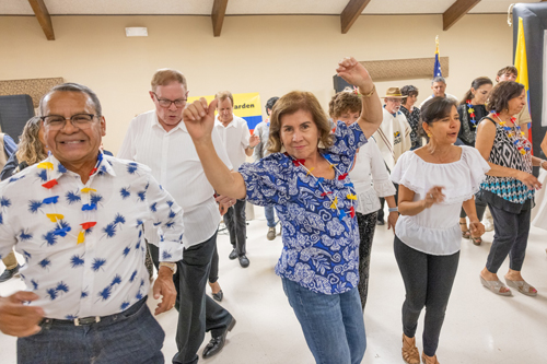 Dancing at Colombian event