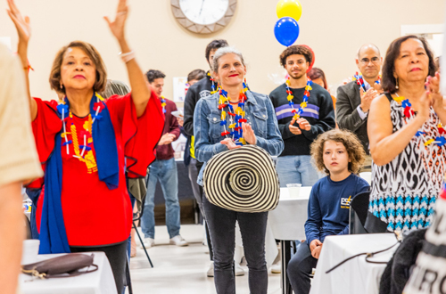 Dancing at Colombian event