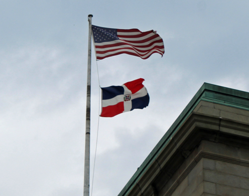 Dominican flag at Cleveland City Hall