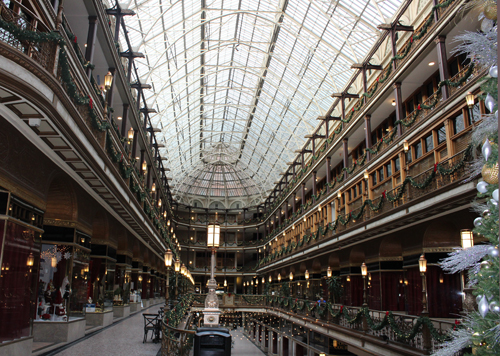 Arcade in Cleveland decorated for Christmas