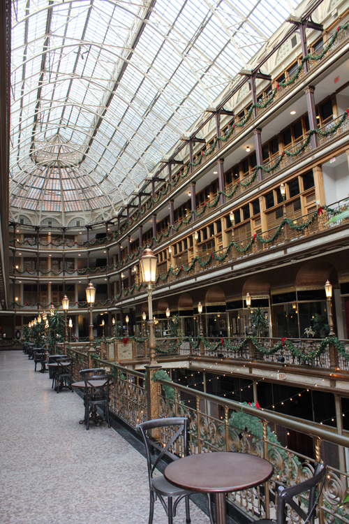 Arcade in Cleveland decorated for Christmas