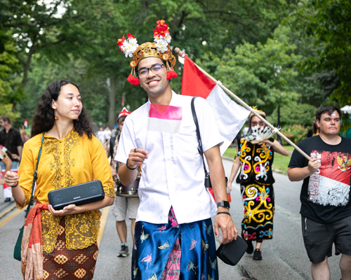 Indonesian Community in Parade of Flags at 2024 One World Day in Cleveland