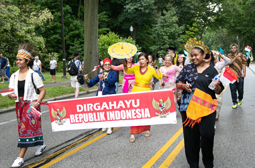 Indonesian Community in Parade of Flags at 2024 One World Day in Cleveland