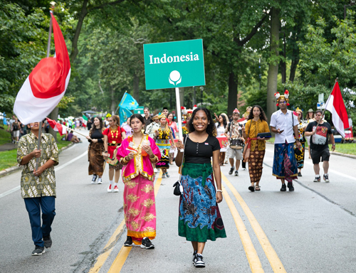 Indonesian Community in Parade of Flags at 2024 One World Day in Cleveland