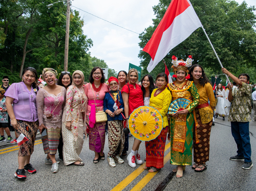 Indonesian Community in Parade of Flags at 2024 One World Day in Cleveland