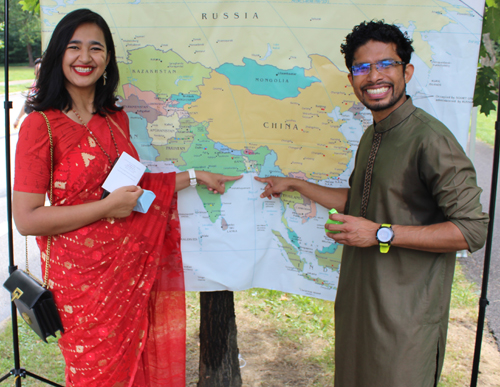 Bangladesh couple at the map