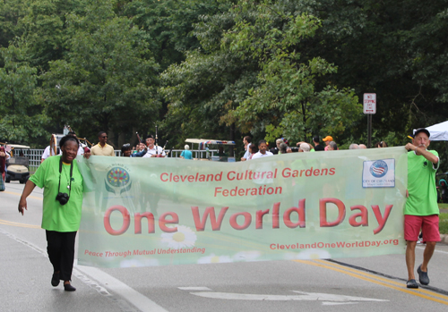 One World day banner led off the 2024 Parade of Flags