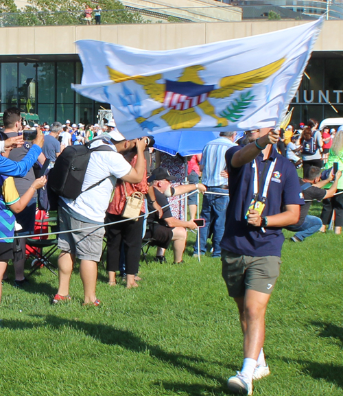 US Virgin Islands flag at Pan Am Masters Games 2024 Welcoming Ceremony in Cleveland