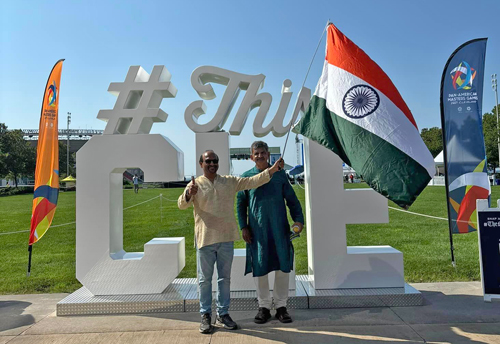 India flag at Pan Am Masters Games 2024 Welcoming Ceremony in Cleveland