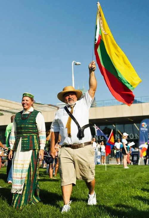 Lithuania flag at Pan Am Masters Games 2024 Welcoming Ceremony in Cleveland