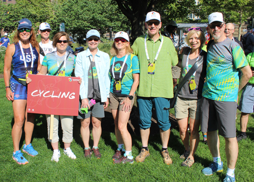 Cycling Pan Am Masters Games athletes on Cleveland's Public Square