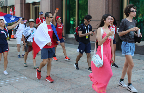 Chile Pan Am Masters Games Athletes Parading to Mall C in Cleveland for the Welcome Celebration