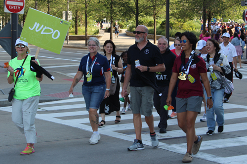 Pan Am Masters Games Athletes Parading to Mall C in Cleveland for the Welcome Celebration