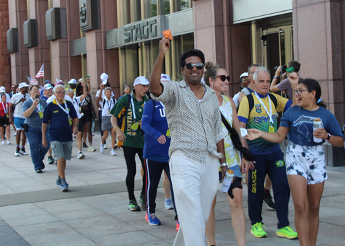 Pan Am Masters Games Athletes Parading to Mall C in Cleveland for the Welcome Celebration