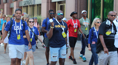 Pan Am Masters Games Athletes Parading to Mall C in Cleveland for the Welcome Celebration