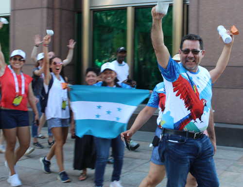 Pan Am Masters Games Athletes Parading to Mall C in Cleveland for the Welcome Celebration Honduras