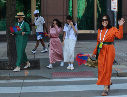 Mongolia Pan Am Masters Games athletes on Cleveland's Public Square