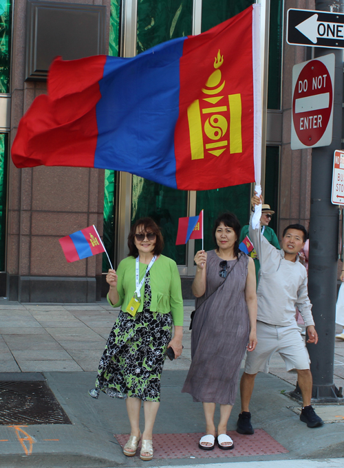 Pan Am Masters Games athletes on Cleveland's Public Square - Mongolia