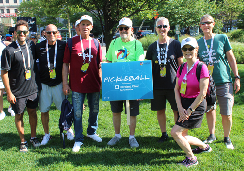 Pickelball Pan Am Masters Games athletes on Cleveland's Public Square