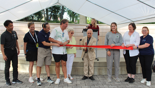 Ribbon cutting in the Cultural Gardens for Pan Am Games trees