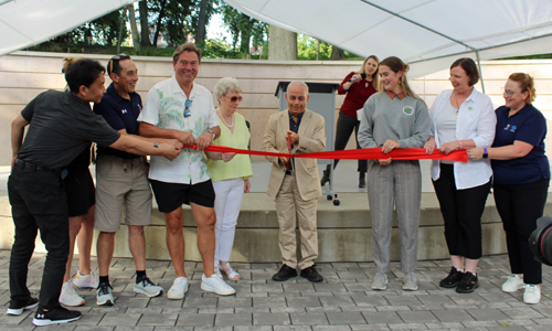 Ribbon cutting in the Cultural Gardens for Pan Am Games trees