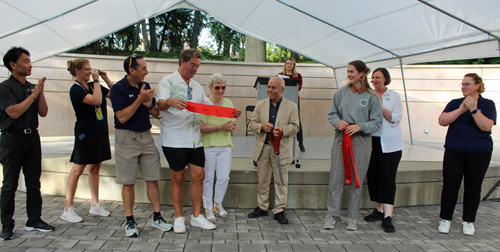 Ribbon cutting in the Cultural Gardens for Pan Am Games trees